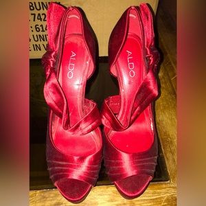 ALDO Red Satin bow heels